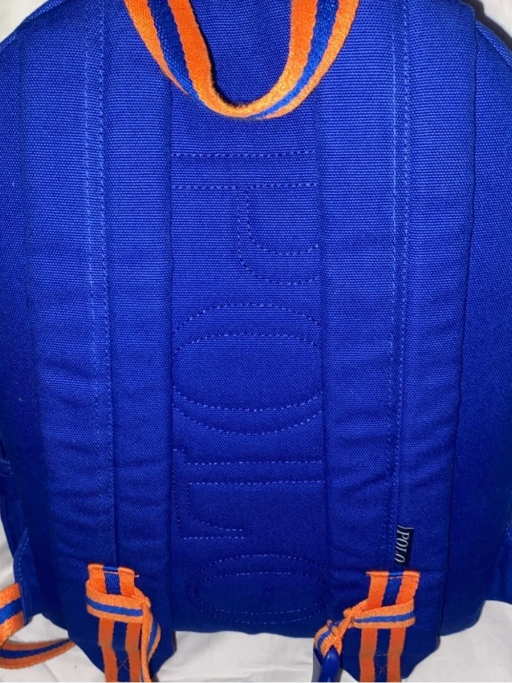 Ralph Lauren Blue and Orange 'R' Canvas Backpack